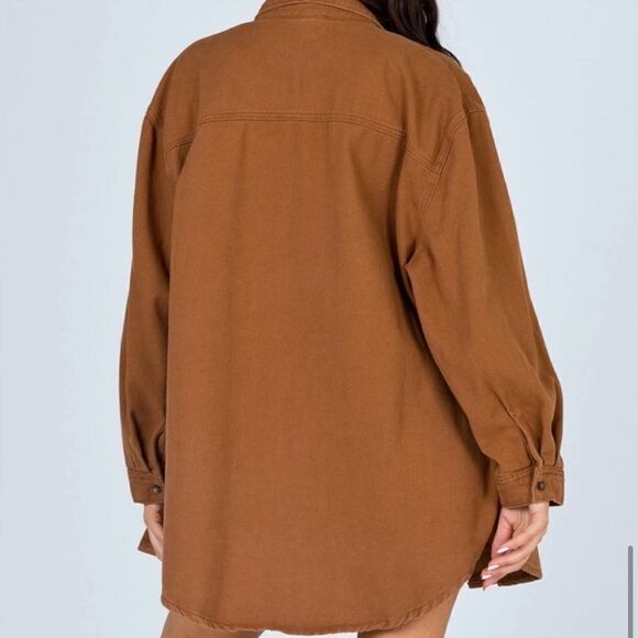 Princess Polly Neve Oversized Shacket Top Brown NEW - Picture 5 of 13